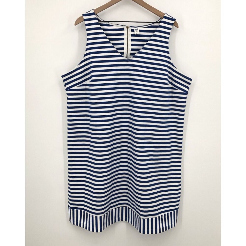 Old Navy Cotton Stretch Blue White Stripe V-Neck Tunic Tank Dress XXL